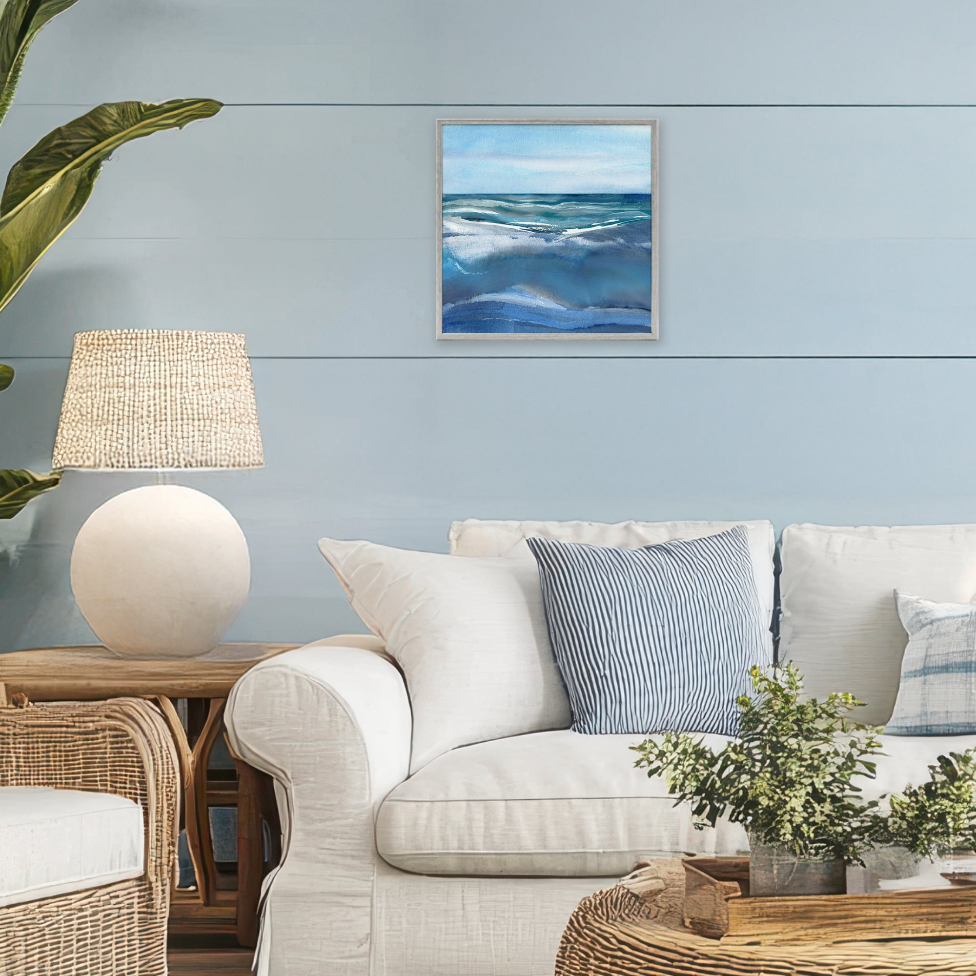 Stupell Industries Calm Seas under Soft Sky Gray Framed Giclee Art, design by Susan Jill