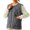 Gray, variant on Women's Fleece Lined Sleeveless Vest Jacket, Stand Collar, Black, Size L