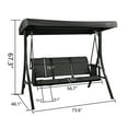 thumbnail image 3 of Kozyard Brenda 3-Seat Patio Swing Chair, Outdoor Porch Swing Glider with Adjustable Canopy, Side Pouches, Breathable Seat and Back, for Garden, Poolside, Backyard (Gray), 3 of 6