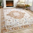 thumbnail image 2 of Softlife Ultra-Thin Chenille Vintage Area Rug Non Slip Washable Oriental Tribal Antique Carpet Home Decor Boho Style,5'x8',Golden, 2 of 8