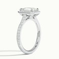 thumbnail image 2 of Ammo Jewel 2.2 Ct Emerald Cut Diamond Halo Engagement Rings - Lab-Created Diamond - 14K White Gold Plated Prong Setting - Women’s Wedding Rings - Perfect Gift for Her Anniversary, Proposal, 2 of 3