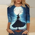thumbnail image 2 of Women Halloween Graphic Tees Witch T Shirt Short Sleeve Crewneck Breathable for Festival Everyday Wear, 2 of 5