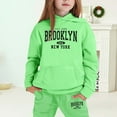 thumbnail image 2 of Big Girls Outfits Sets Winter Hoodie Joggers Comfy Casual Kids Print Fall Girls Clothing Sets Light Green Size 8-9T, 2 of 4