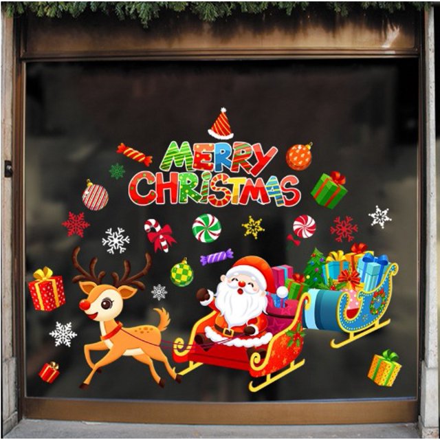 Pegatinas navideñas, adornos navideños, pegatinas electrostáticas para ventanas, explosiones, pegatinas de pared para ventanas extraíbles
