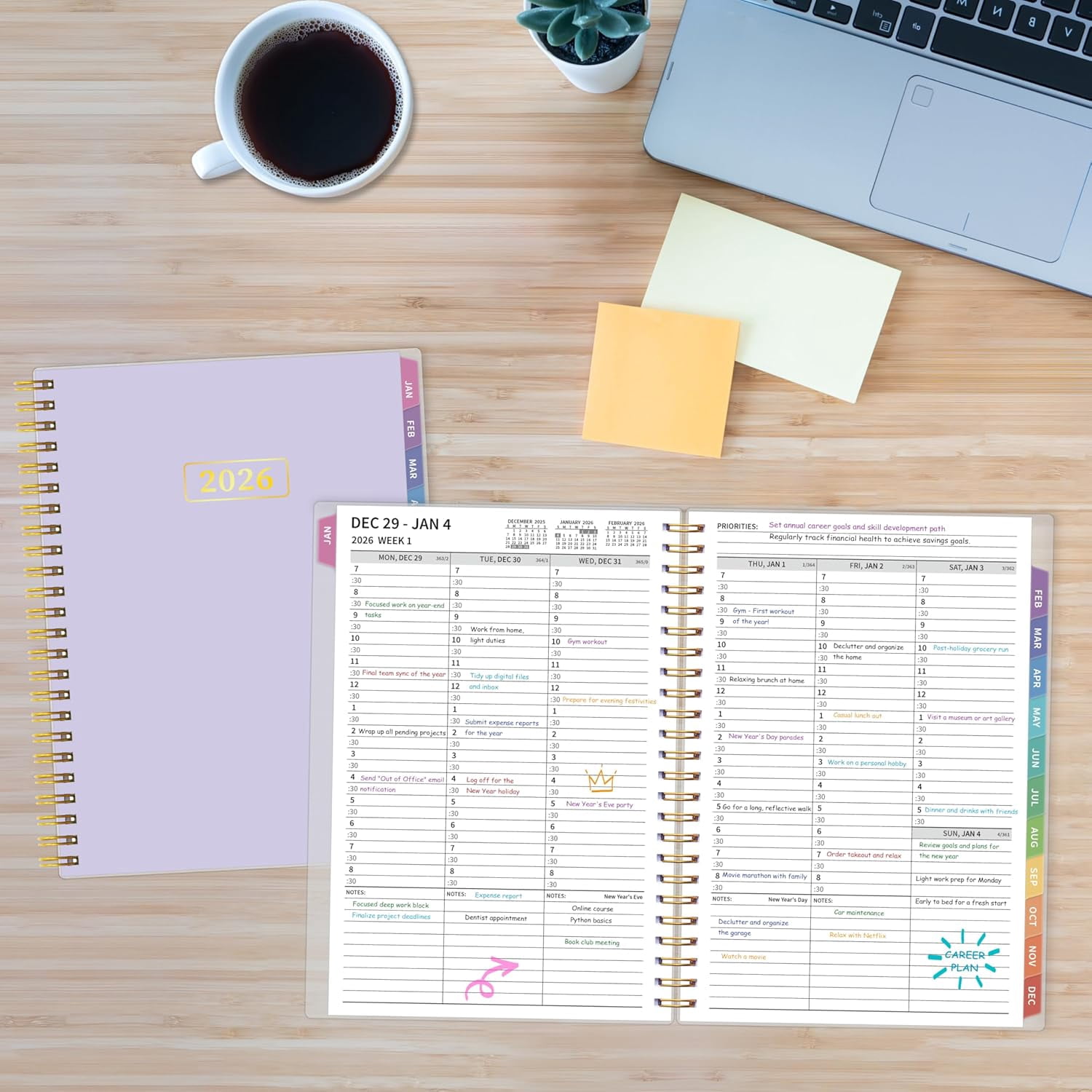 2026 Appointment Book, 30 Minutes-Hourly, Weekly ＆ Monthly Calendar Planner 2026, Jan 2026 - Dec 2026, 6.2'' x 8.4'', 2026 Daily Planner with Tabs ＆Pocket, Flexible Cover, Great for Office, Home, Sch
