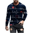 thumbnail image 1 of Pompotops T-Shirt Décontracté à Manches Longues et Col Rond pour Hommes, Imprimé 3D, Saint-Valentin, en Solde, 1 of 5