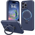thumbnail image 1 of wonima44 Compatible with iPhone 15 Pro Case Stand, Full Camera Protection Slim Liquid Silicone Phone Cases Fit for iPhone 15 Pro Compatible with MagSafe Magnetic Ring Kickstand Case 6.1", Dark Blue, 1 of 1