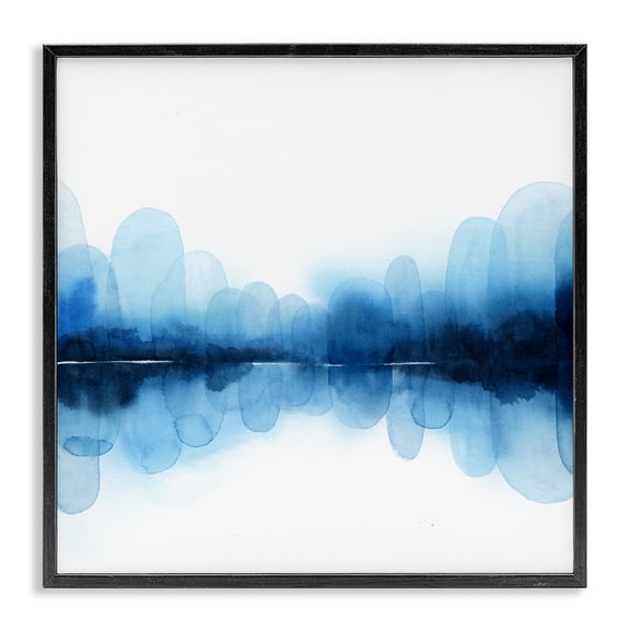 Stupell Industries Contemporary Reflecting Blue Arches Abstract Layered Shapes over White Black Framed Giclee Art, 12 x 12, by Grace Popp