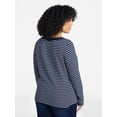 thumbnail image 3 of Terra & Sky Women's Plus Size Long Sleeve Square Neck Rib Top, Sizes 0X-5X, 3 of 5