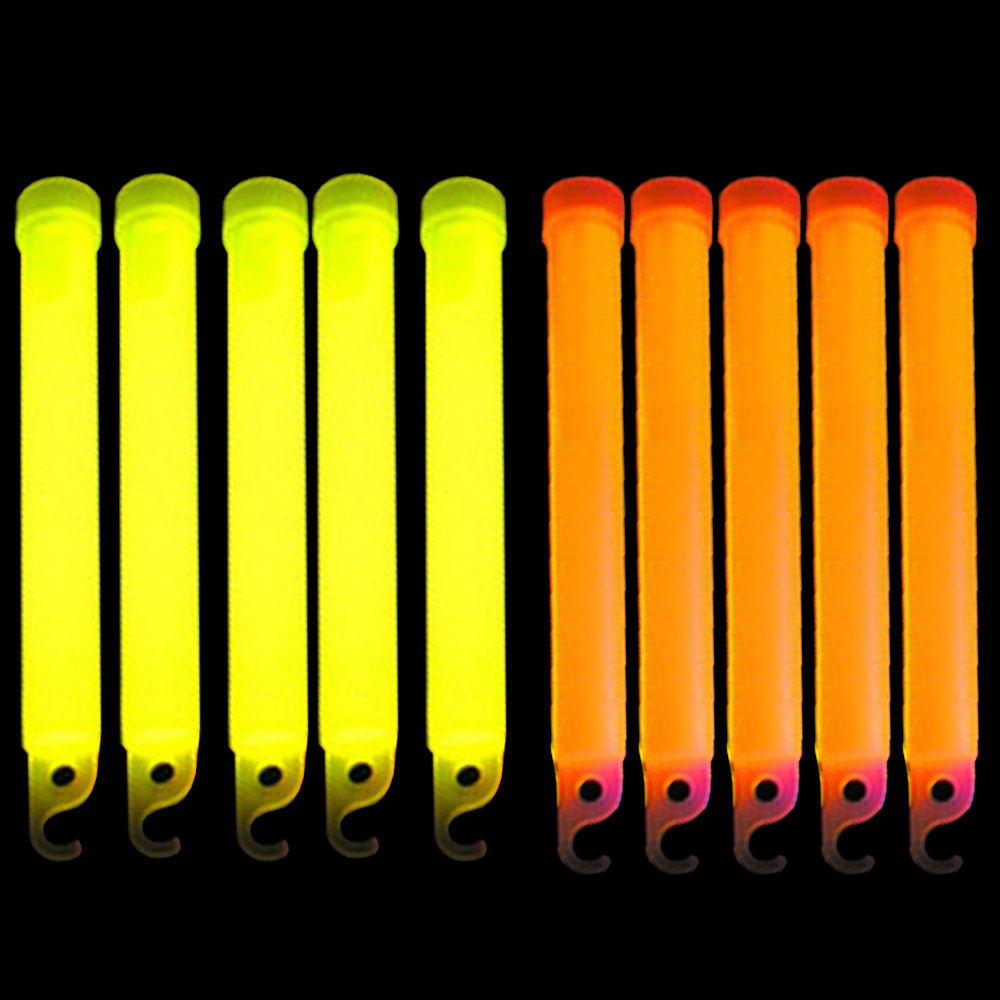 Scuba Diving Safety 6" Glow Sticks 10pc Pack (Yellow/Orange)