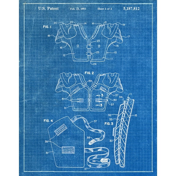 Original Football Pads Artwork Submitted In 1993 - Football - Patent Art Print