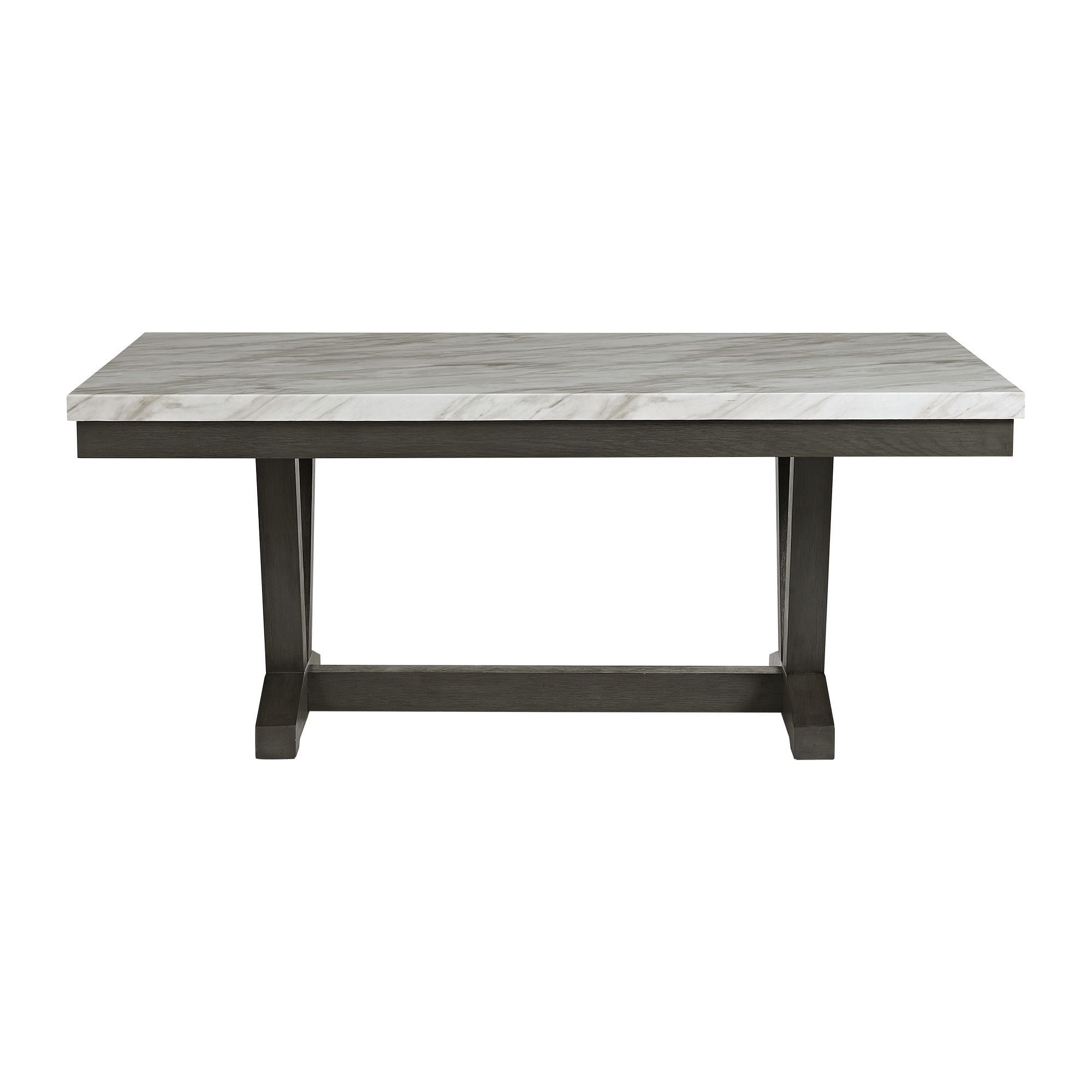 Picket House Furnishings Eve Dining Table w/ White Faux Marble Top in Charcoal