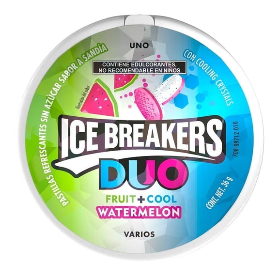 Pastillas refrescantes Ice Breakers Duo sabor sandía con menta sin azúcar 36.9 g