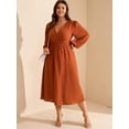 thumbnail image 3 of AURA Women's Plus Size Fall Wedding Guest Dress Wrap V Neck Swiss Dot Lantern Long Sleeve Swing Boho Casual Dresses, 3 of 6