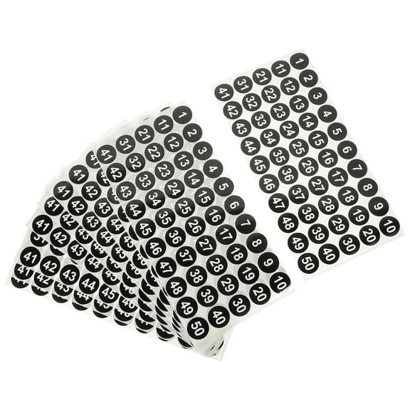 Soimiss 10 Sheets Adhesive Number Labels Black Film Layer for Key Organization and Classification