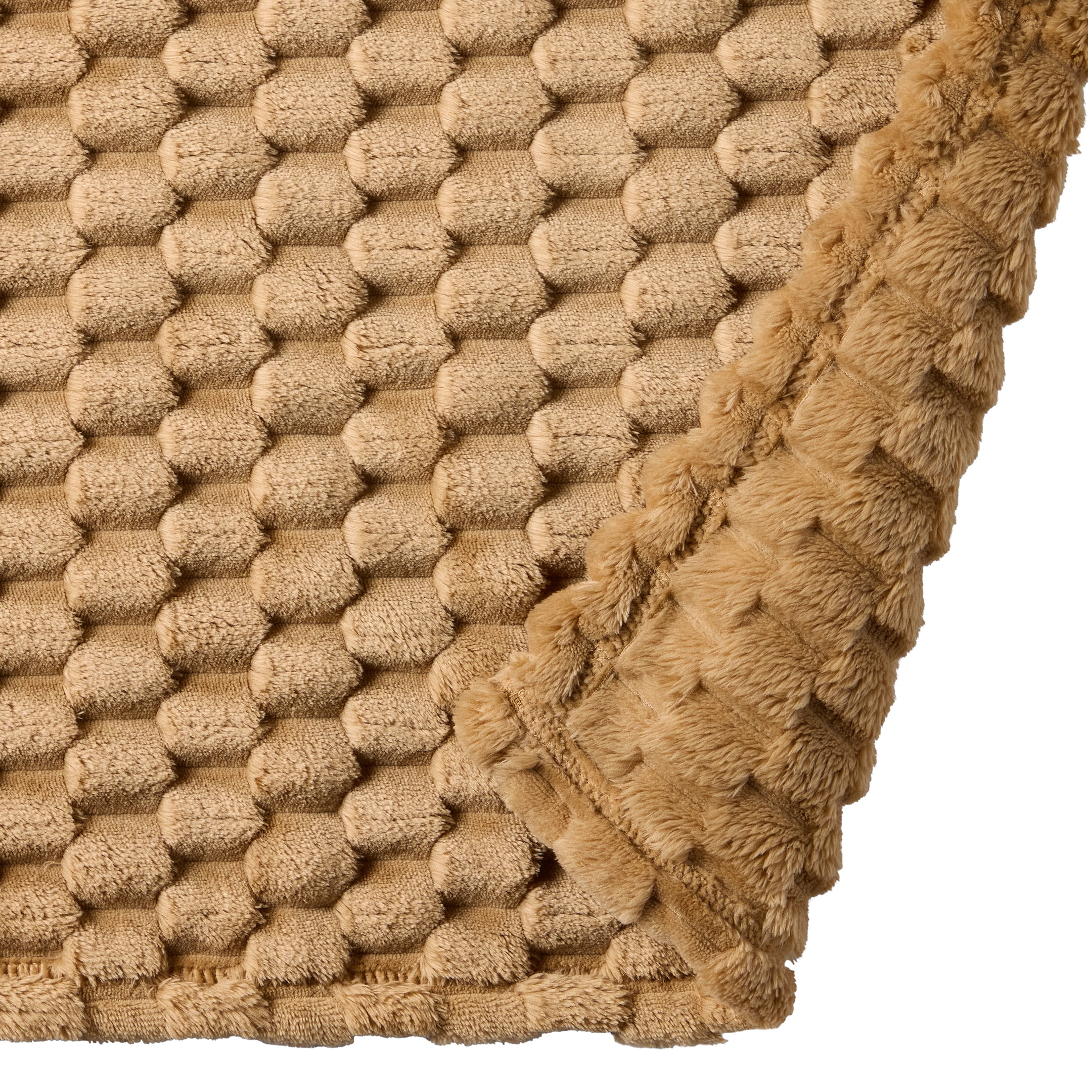 Better Homes & Gardens Textured Velvet Plush Oversized Throw Blanket in Dark Caramel