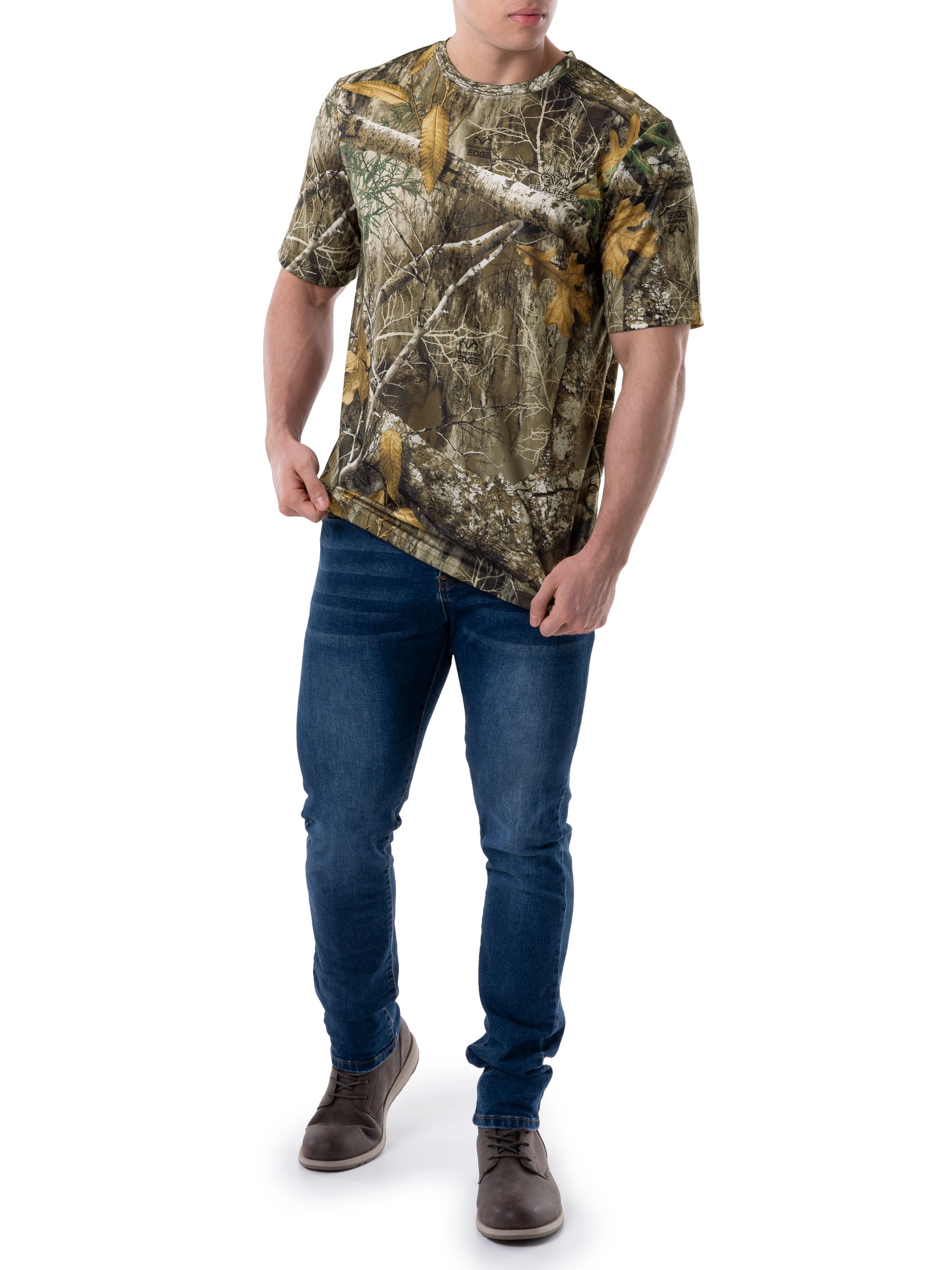 Realtree Men's Moisture Wicking Short Sleeve Hunting Shirts, Camo