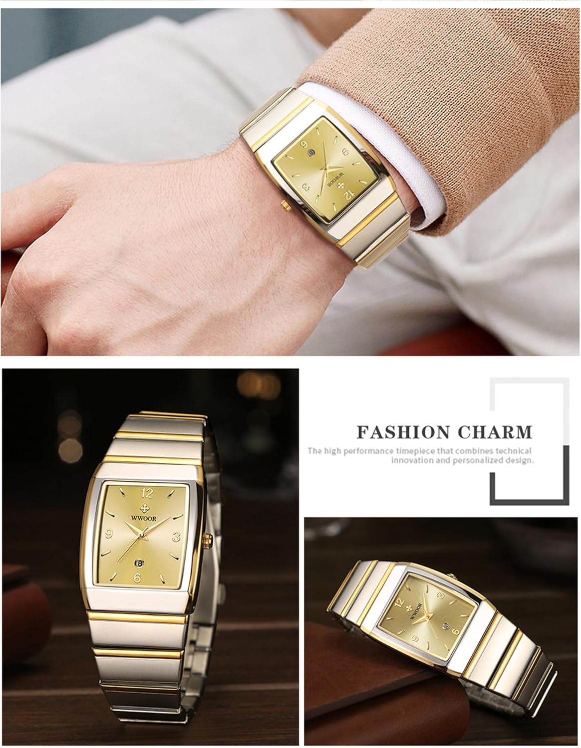 Square Watch for Men and Women - Stainless Steel With Date - Casual Men's Watches
