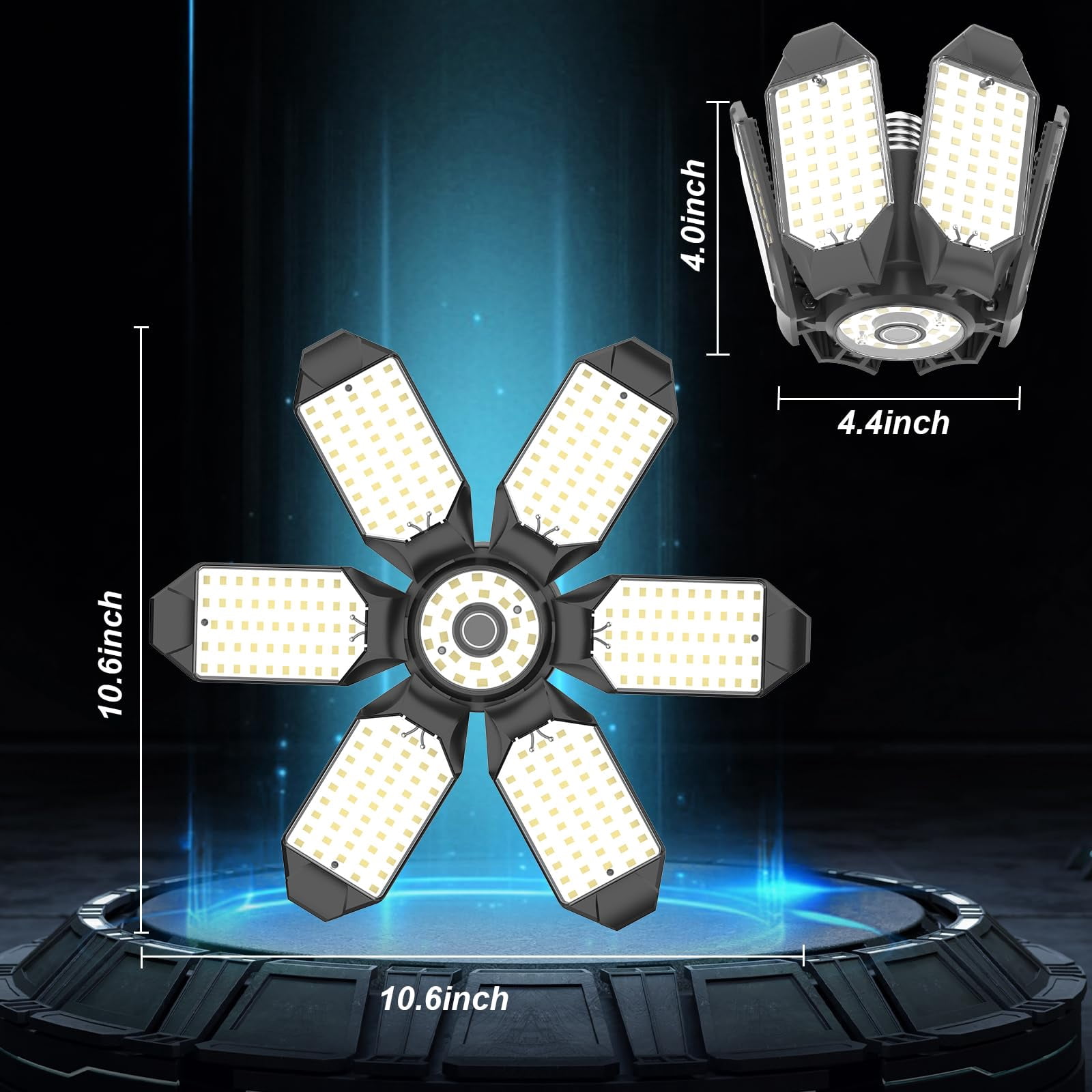 LUCORUSC LED Garage Lights 2-Pack - 200W Super Bright, Deformable Panels, 22000LM (6500K)
