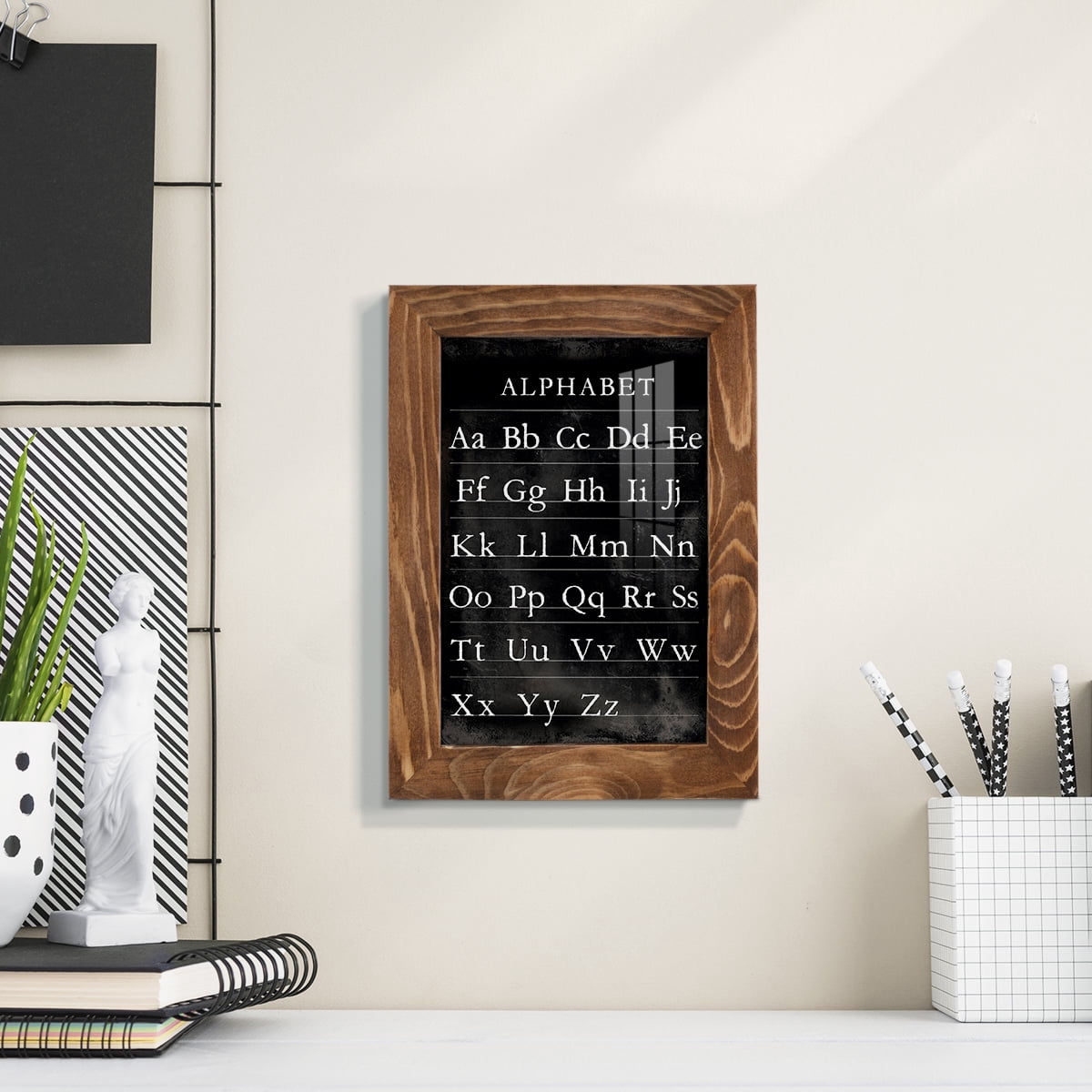 Alphabet Chart - Framed Print w/glass - Walnut