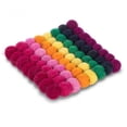 thumbnail image 2 of Unbranded Square Rainbow Stripe Pompom Trivet, 2 of 2
