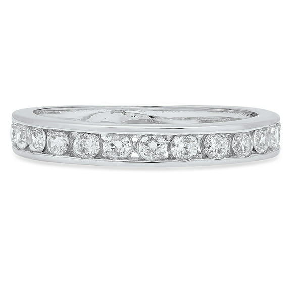 0.39 ctw Wedding Band for Women - 14K White Gold White Sapphire Stackable Eternity Ring