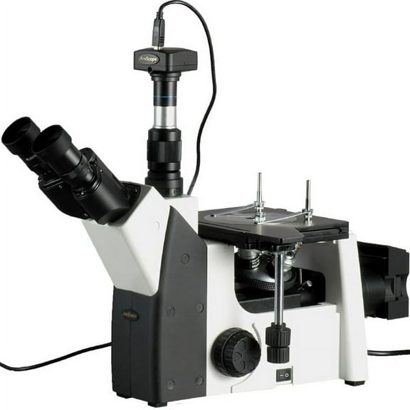 AmScope 50X-1250X Inverted Trinocular Metallurgical Microscope   5MP Camera New