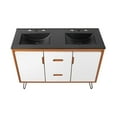 thumbnail image 6 of Double Sink Vanity Cabinet, Cherry White Black, Wood, Mid Century Hotel Bedroom Bathroom, Modern Contemporary HB34100, 6 of 10