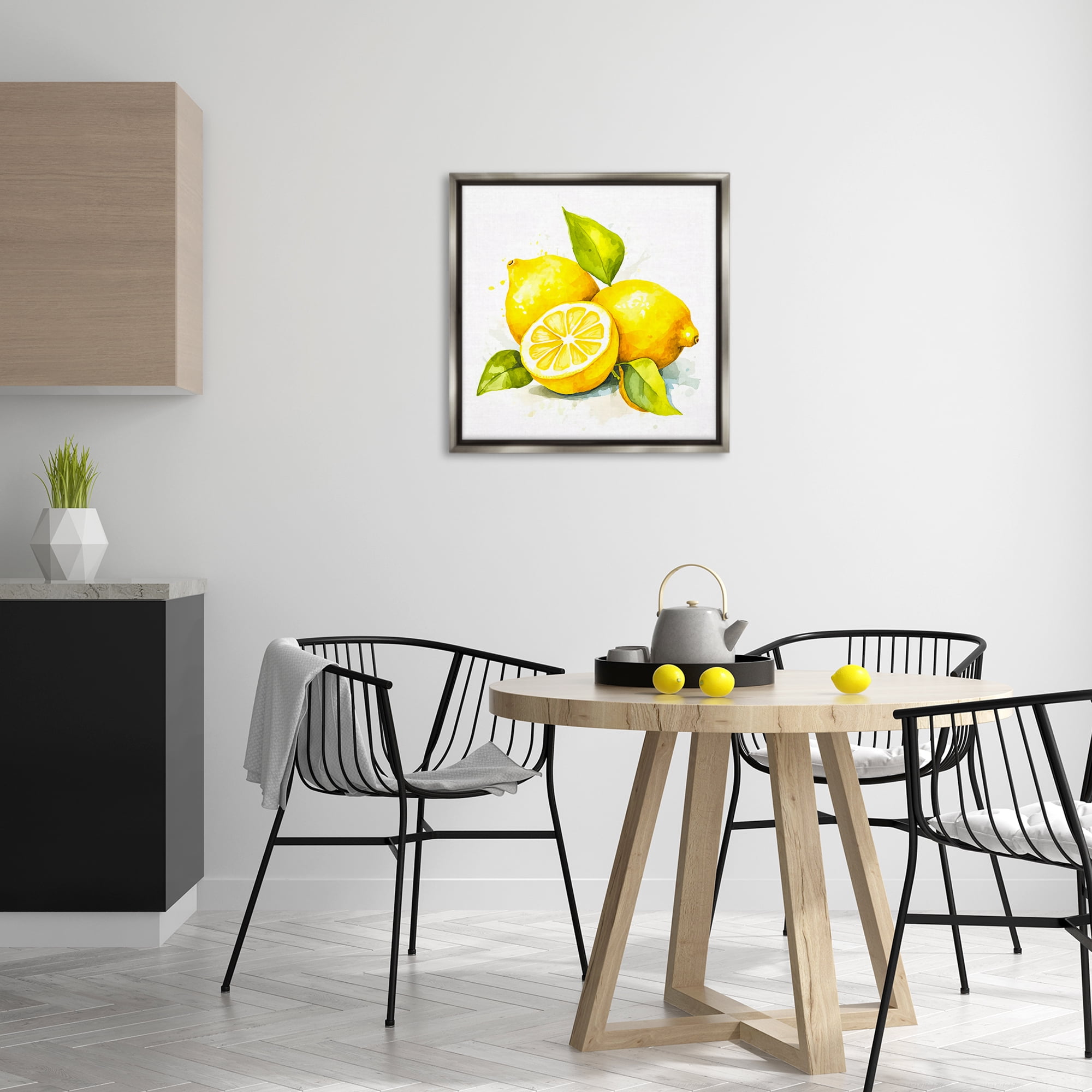 Stupell Industries Lemon Harvest Fruits Food & Beverage Painting Gray Floater Framed Canvas Art Print Wall Art, 25 x 25