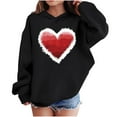 thumbnail image 2 of Girls Oversized Heart Print Hoodie Black, Valentines Day Graphic Kids Hooded Sweatshirt, Cute Casual Pullover,Size 3 T, 2 of 8