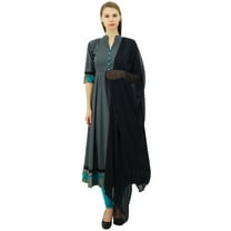 Atasi Women's Grey Anarkali Salwar Suit With Dupatta Ethnic Designer Wear-4