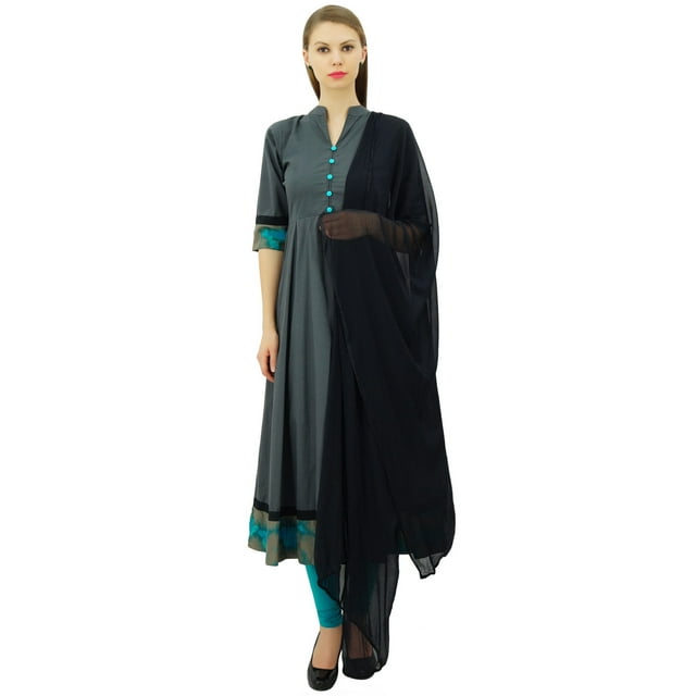 Atasi Salwar Anarkali Gris pour Femme avec Dupatta Tenue Ethnique de Designer-12