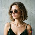 thumbnail image 3 of SA106 Retro TAC Polarized Thick Bevel Rectangle Horn Rim Hipster UV400 Sunglasses / Peach Frame - Brown Lens, 3 of 7