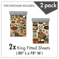 thumbnail image 3 of Ambesonne Mid Century Fitted Sheet Set 2 Pack All-Round Elastic, Modern Boho Floral Art, King Size, Cinnamon Laurel Green, 3 of 3