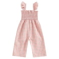 thumbnail image 4 of SERTGUTR Girls' Jumpsuit Romper Smocked Wide Leg Ruffle Strap Gingham Plaid Square Neck Casual Summer School Playground Everyday Wear, 4 of 9