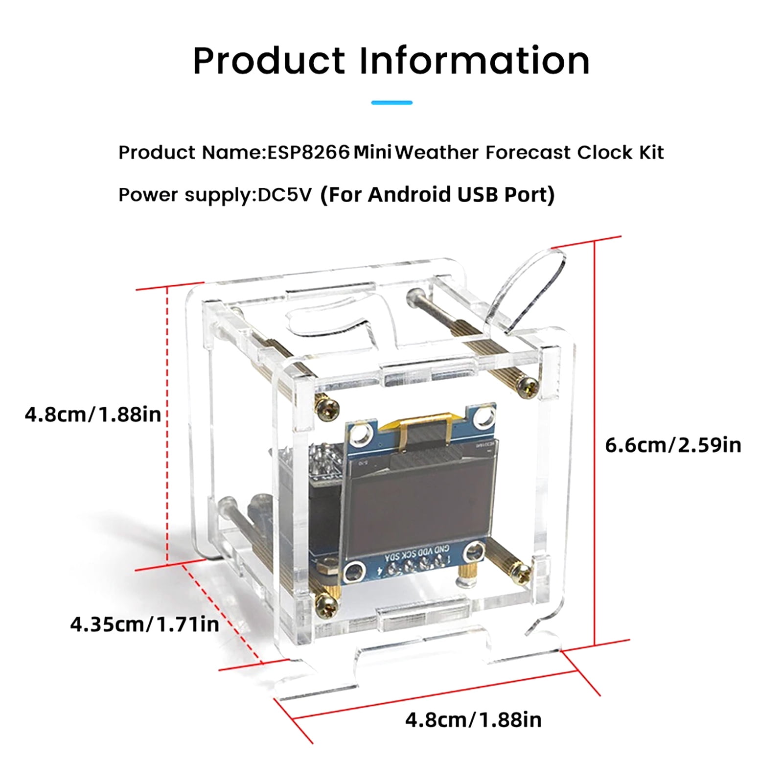 GUYUTING Smart Clock DIY Kit with WiFi ESP8266 Auto Time HD Display Temperature Humidity Weather Date Fun Electronics