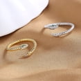 thumbnail image 2 of (Paquete de 2) (D) Anillos abiertos de serpiente vintage Anillo de dedo índice de cruz de cristal Anillos ajustables sonrientes Anillo de pintail Joyería Regalos para mujeres y niñas, 2 of 5