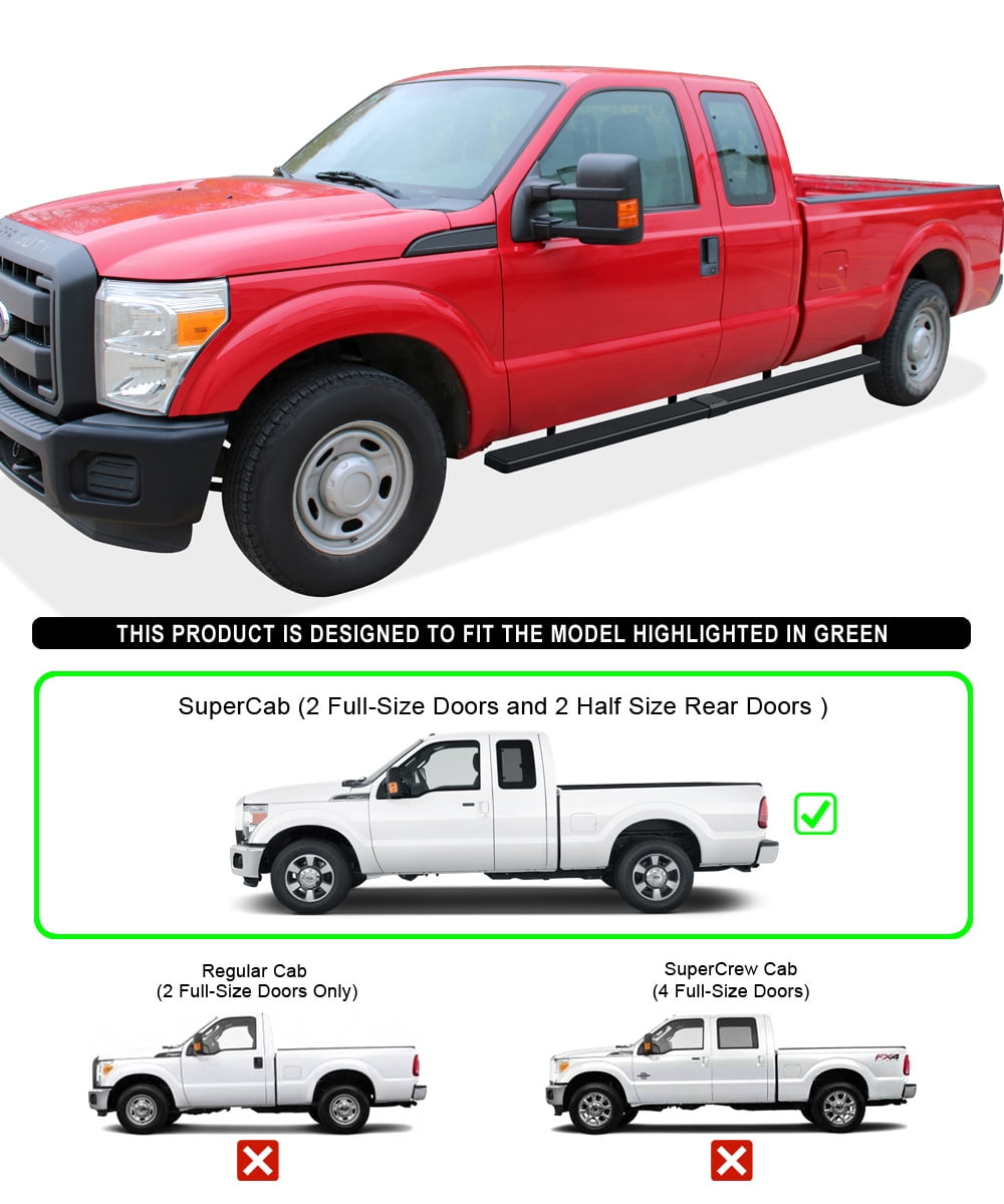 APS Wheel to Wheel Running Boards 5in Compatible with Ford F250 F350 Super Duty 1999-2016 Super Cab Pickup 6.5ft Bed (Side Steps Side Bars)