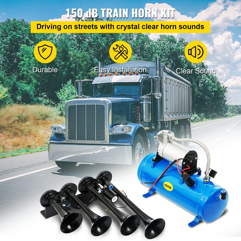 150DB Train Horns Kit for Trucks Super Loud with 120 PSI 12V Air