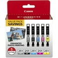 thumbnail image 2 of Canon CLI-251 5-Color Ink Pack for MG5620, MG6620, MG7520 PIXMA Series Printers, 2-Pack, 2 of 2