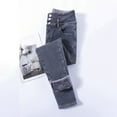thumbnail image 4 of Baggy Jeans for Woman High Waisted Distressed Stretchy Fit Splicing ​​Wide Leg Denim Pants, 4 of 4