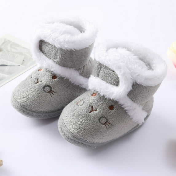 Lovebay Baby Winter Boots Infant Toddler Bear Shoes Girls Boys First Walkers Warm Snowfield Booties Boot Gray 6-12 Months