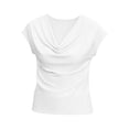 thumbnail image 3 of Frnrwgo T Shirts for Women, Ribbed V-Neck Short Sleeve Tee, V-Neck Solid Color Casual Summer Wear, 3 of 3