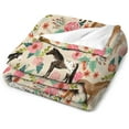 thumbnail image 3 of Horses Floral Horse Breeds Farm Animal Pets Flannel Fleece Throw Blanket Soft Shaggy Air Conditioned Blankets for Couch Sofa Living Room Pinic 50"x60", 3 of 6