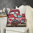 thumbnail image 2 of SHANXI  Valentines Day Pillow Covers, Striped Hearts Trucks Hugs Kisses Be Mine Decorations Pillow Cases Decor for Home Sofa Couch (Red)  12x12in, 2 of 5