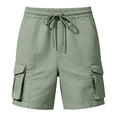 thumbnail image 5 of Inleife Ladies Casual Outdoor Cargo Five-Point Shorts Soft Stretchy Elastic Waistband Drawstring Multi Storage Pocket Loose Daily Walking Workout Shorts, 5 of 6