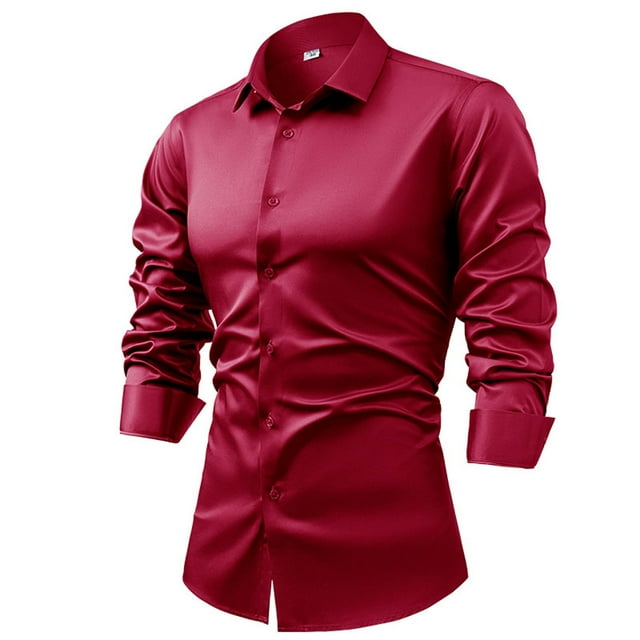 pstuiky camisa de manga larga para hombre, Camisa formal con estampado de color para hombre y blusa de manga larga con cuello vuelto salir tops xl