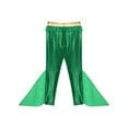 thumbnail image 5 of Aislor Mens Mermaid Pants Metallic Shiny Fishscale Print Leggings King of The Seas Halloween Cosplay Green S, 5 of 7