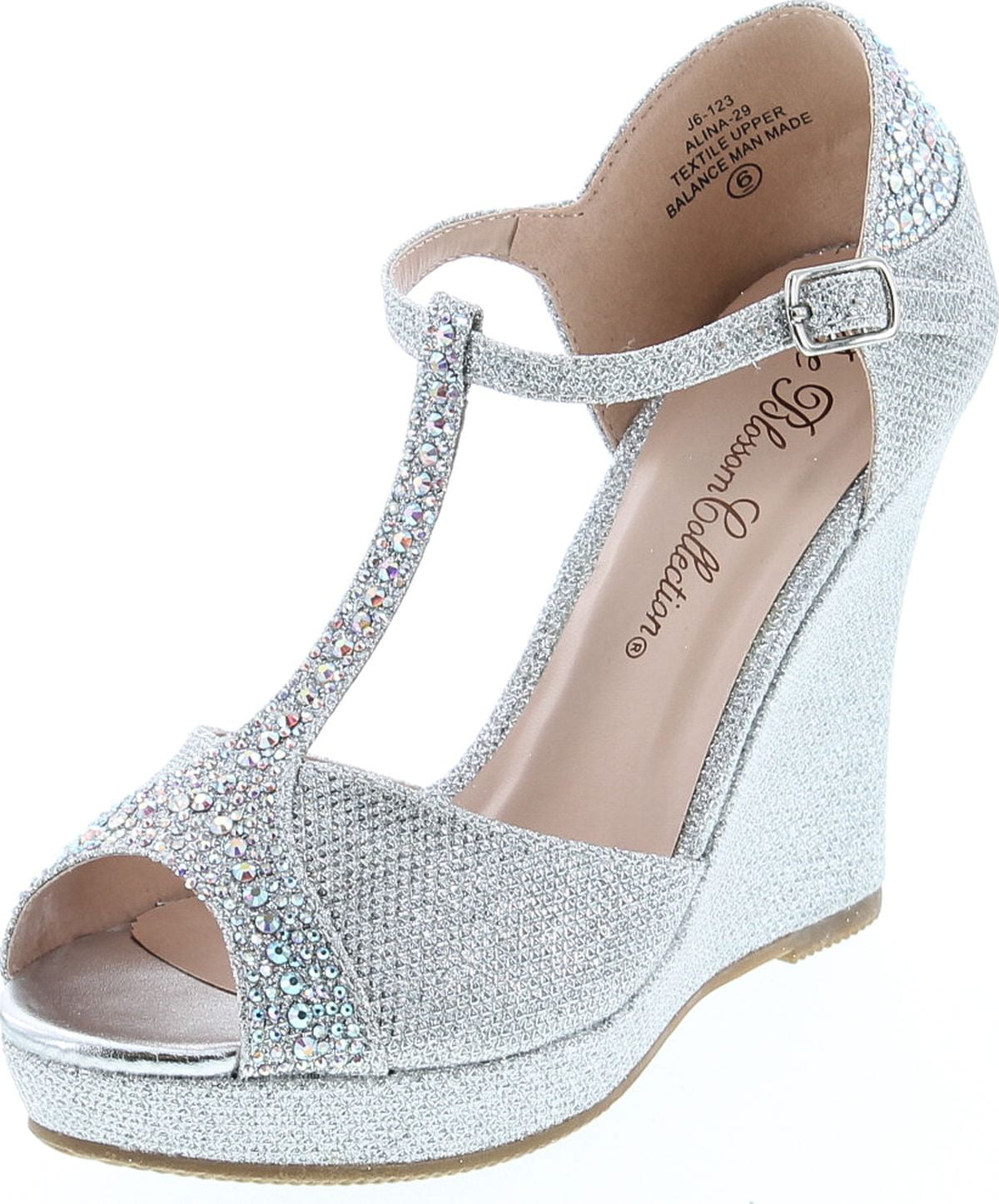 De Blossom Collection Platform Pump Heel Wedding Bridal Prom Shoe Size 7.5