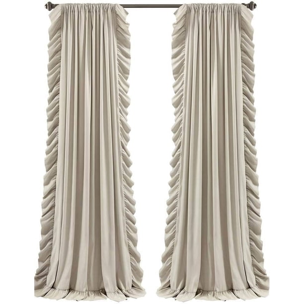 Lush Decor Reyna - Juego de Paneles de Cortina de Ventana con Volantes, par, 54 Pulgadas de Ancho x 95 Pulgadas de Largo, Juego de Cortinas fluidas, Cortinas románticas con Volantes para recámara,